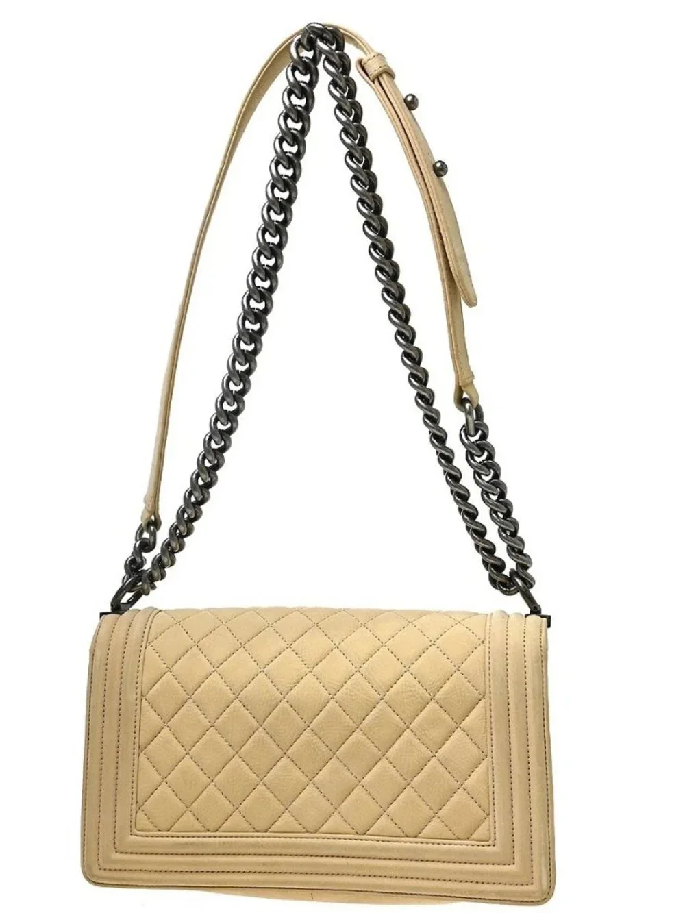 Boy Chanel Beige Calfskin Medium Chain Shoulder Bag KQ01741